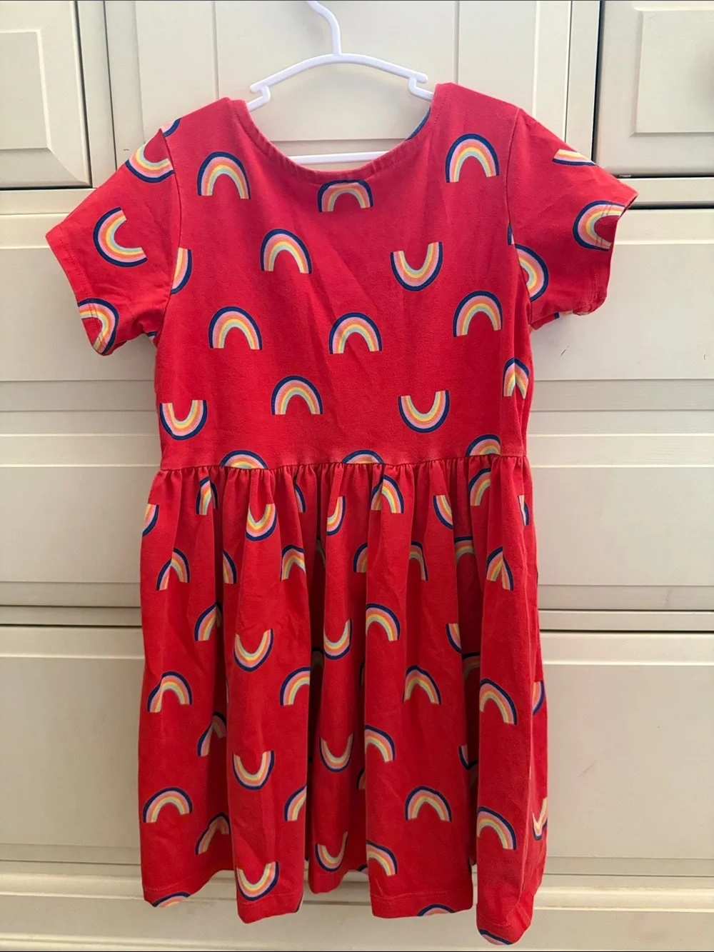 Hanna Andersson Red Rainbow Knit Casual Dress